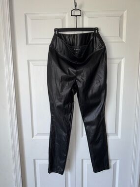 INC Faux Leather Black High-Waist Pants